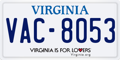 VA license plate VAC8053