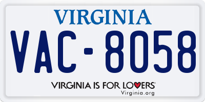 VA license plate VAC8058