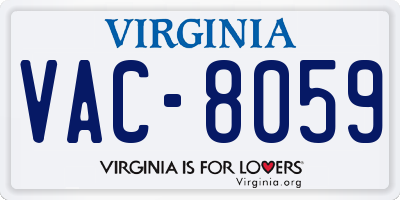 VA license plate VAC8059