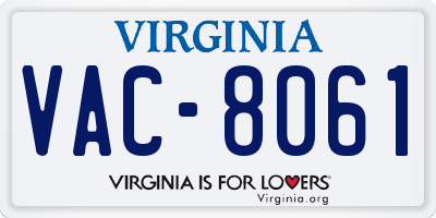 VA license plate VAC8061