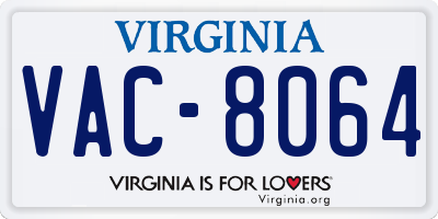 VA license plate VAC8064