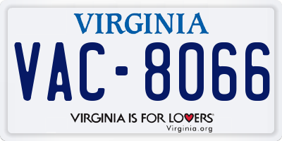 VA license plate VAC8066