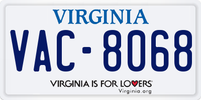 VA license plate VAC8068