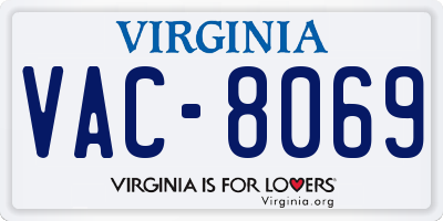 VA license plate VAC8069