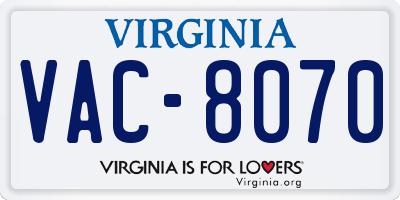 VA license plate VAC8070