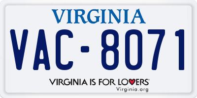 VA license plate VAC8071