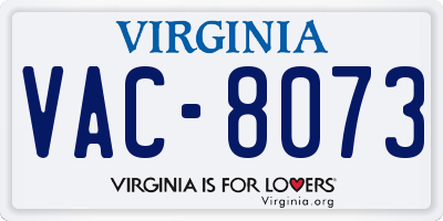 VA license plate VAC8073