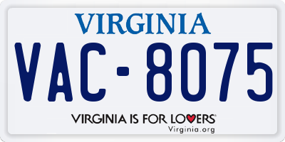 VA license plate VAC8075