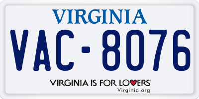 VA license plate VAC8076