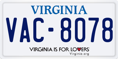 VA license plate VAC8078