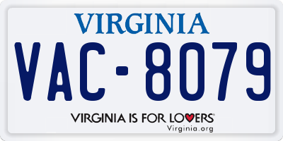 VA license plate VAC8079