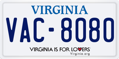 VA license plate VAC8080