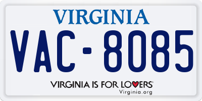 VA license plate VAC8085