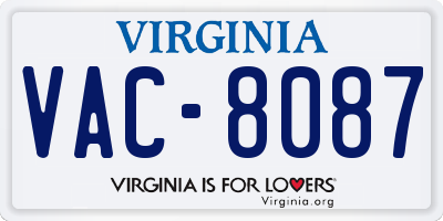VA license plate VAC8087