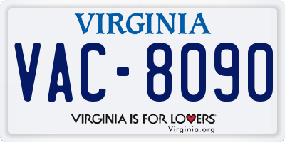 VA license plate VAC8090