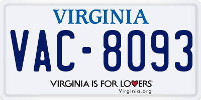 VA license plate VAC8093