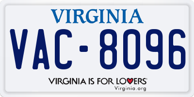 VA license plate VAC8096