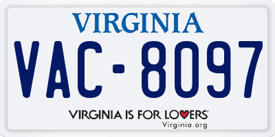 VA license plate VAC8097