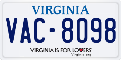 VA license plate VAC8098