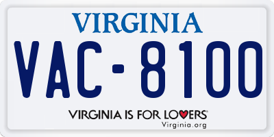 VA license plate VAC8100