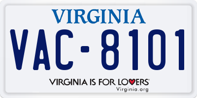 VA license plate VAC8101