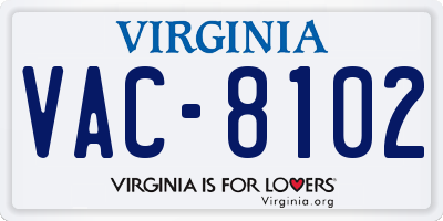 VA license plate VAC8102