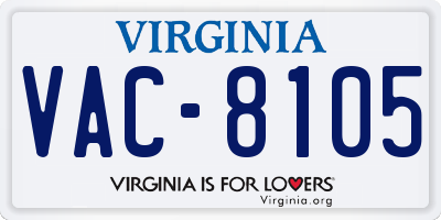 VA license plate VAC8105