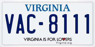 VA license plate VAC8111