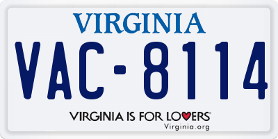 VA license plate VAC8114