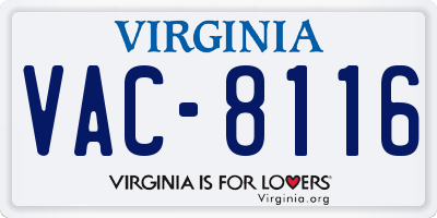 VA license plate VAC8116