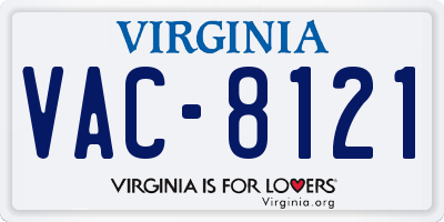 VA license plate VAC8121
