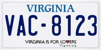 VA license plate VAC8123