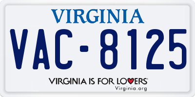 VA license plate VAC8125