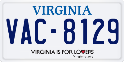VA license plate VAC8129