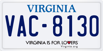 VA license plate VAC8130