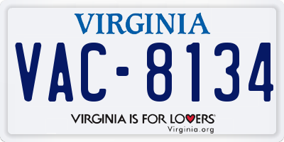 VA license plate VAC8134