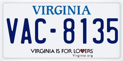 VA license plate VAC8135