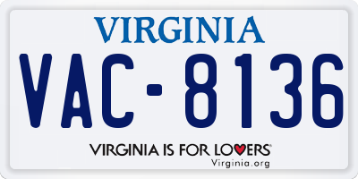 VA license plate VAC8136