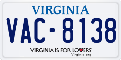 VA license plate VAC8138