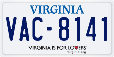 VA license plate VAC8141