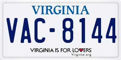 VA license plate VAC8144