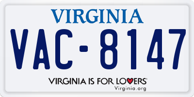 VA license plate VAC8147