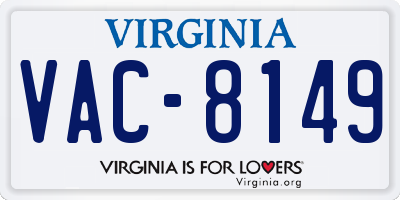 VA license plate VAC8149