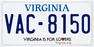 VA license plate VAC8150