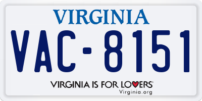 VA license plate VAC8151