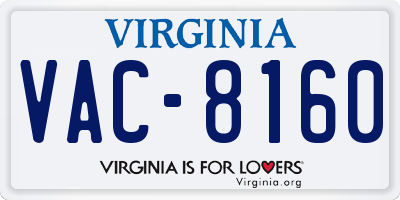 VA license plate VAC8160