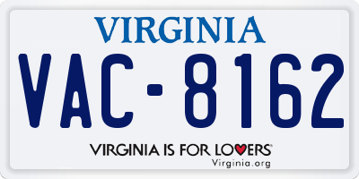 VA license plate VAC8162