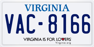 VA license plate VAC8166