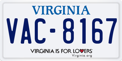 VA license plate VAC8167