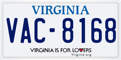 VA license plate VAC8168